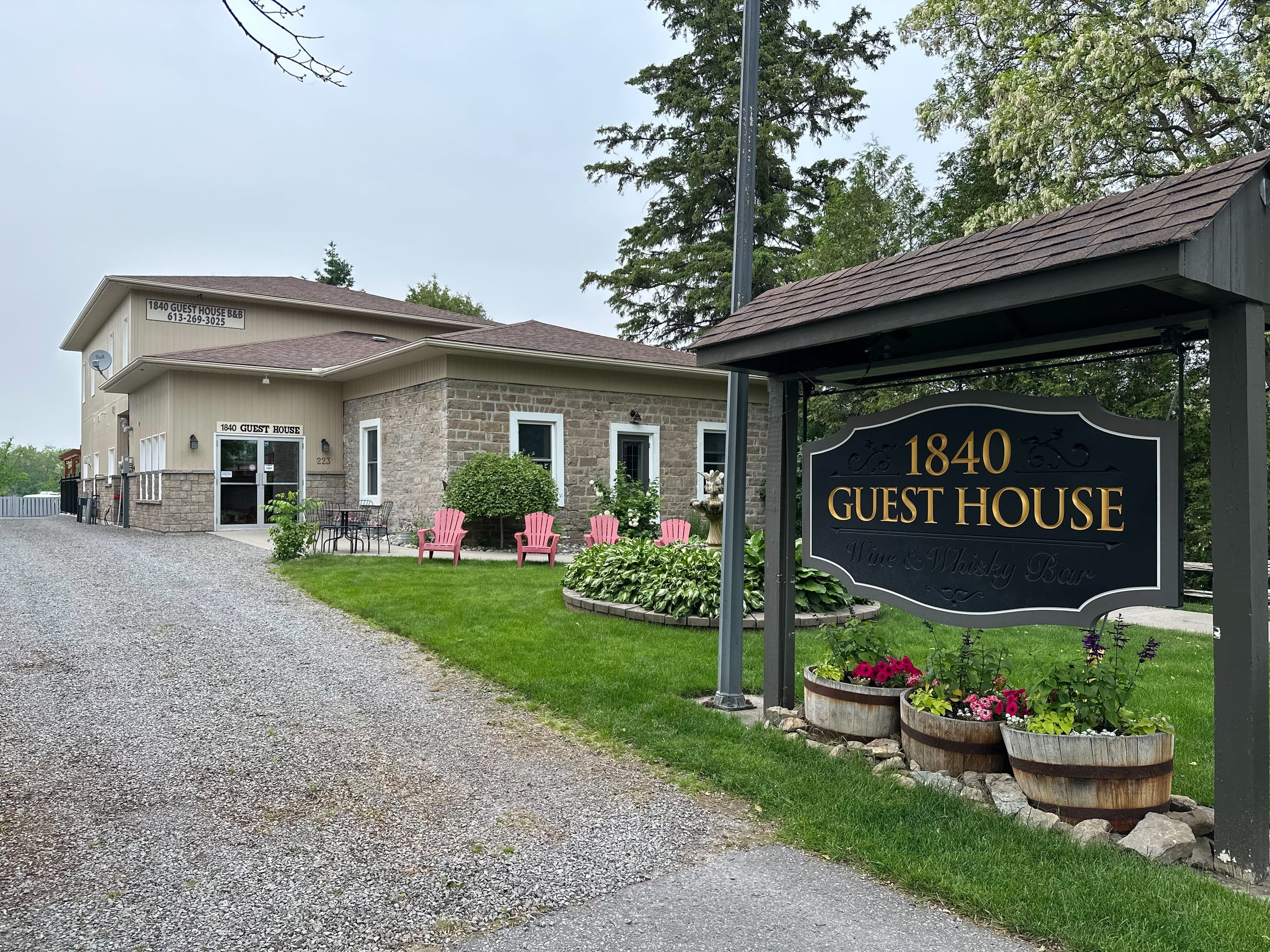 The current 1840 Guest House building, with original stone walls preserved