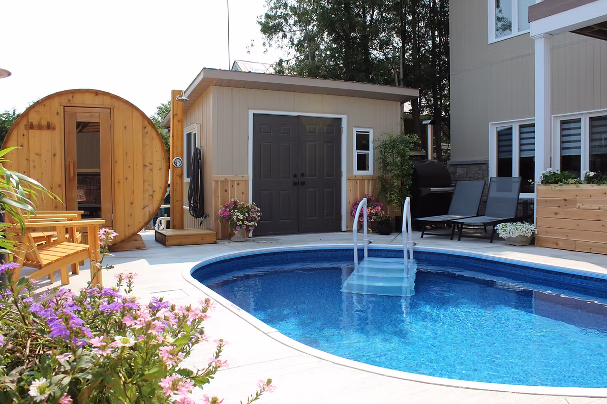 The sauna and pool area